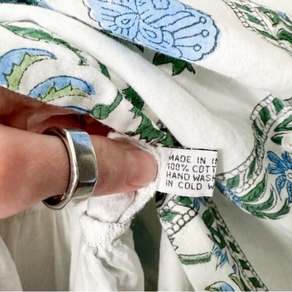 Juliet Dunn Dress Poppy Tie Shoulder Floral MidiSummer White Size 1 4/6 - Picture 6 of 9